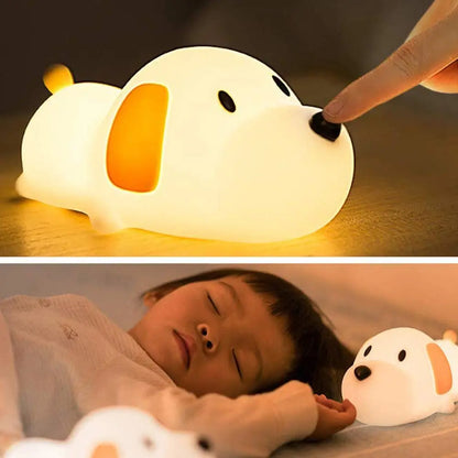 Lámpara LED De Silicona Con Sensor Táctil Para Niños, Luz Nocturna Con Forma De Cachorro, Perro, Mesita De Noche, Decoración De Dormitorio, Regalos De Cumpleaños