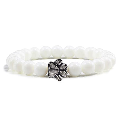 Pulsera Con Estampado De Pata De Piedra Volcánica Para Hombre Y Mujer, Brazalete Conmemorativo De Lava Negra Mate Natural, Joyería Para Amantes De Los Perros Y Gatos, Regalos