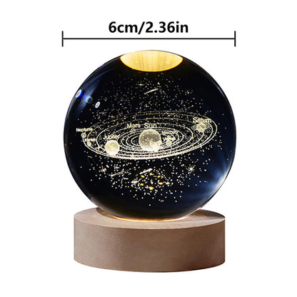 Luz Nocturna De Bola De Cristal 3D, Lámpara De Mesa De Astronauta De Galaxia Planetaria Brillante, Luz De Mesita De Noche Alimentada Por USB, Decoración De Escritorio, Regalo De Navidad