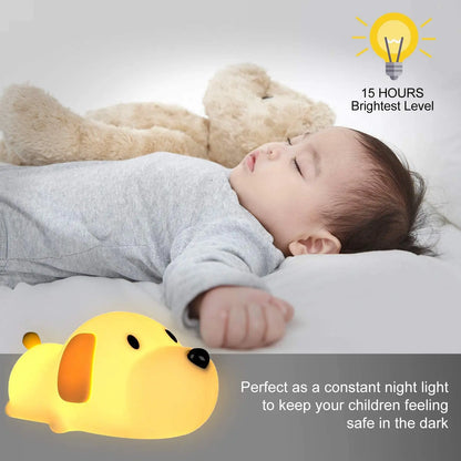 Lámpara LED De Silicona Con Sensor Táctil Para Niños, Luz Nocturna Con Forma De Cachorro, Perro, Mesita De Noche, Decoración De Dormitorio, Regalos De Cumpleaños