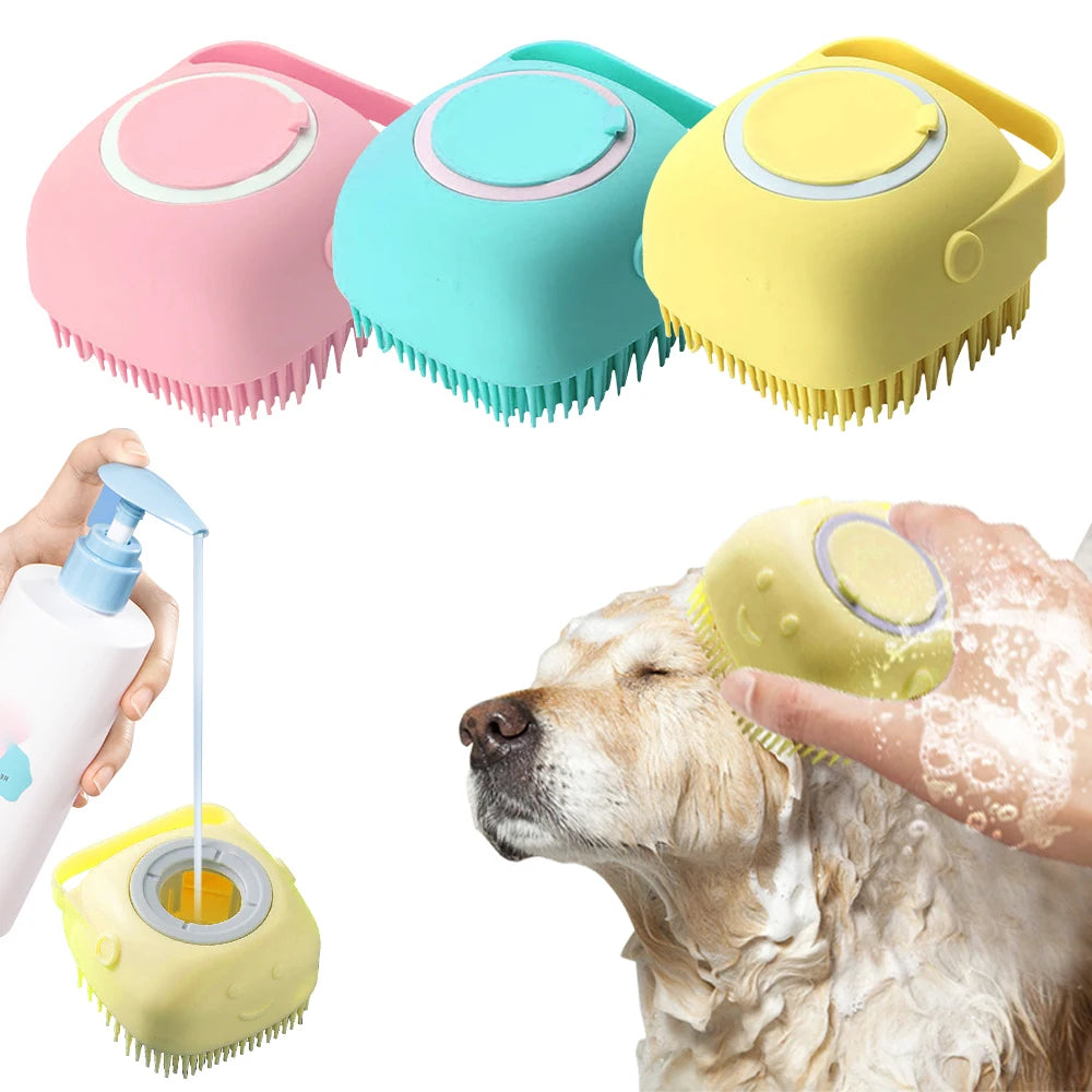 Cepillo De Silicona Suave Para Perros, Masajeador De Champú Para Mascotas, Cepillo De Baño, Dispensador De Masaje Para Lavado De Cachorros Y Gatos, Cepillo De Ducha Para Aseo