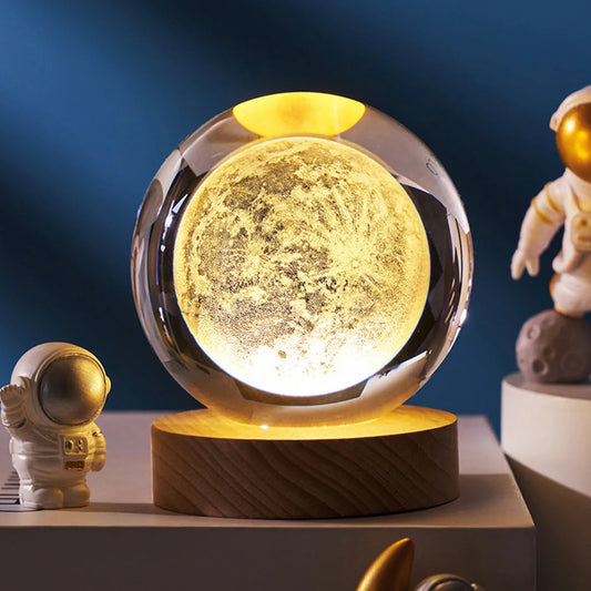 Luz Nocturna De Bola De Cristal 3D, Lámpara De Mesa De Astronauta De Galaxia Planetaria Brillante, Luz De Mesita De Noche Alimentada Por USB, Decoración De Escritorio, Regalo De Navidad