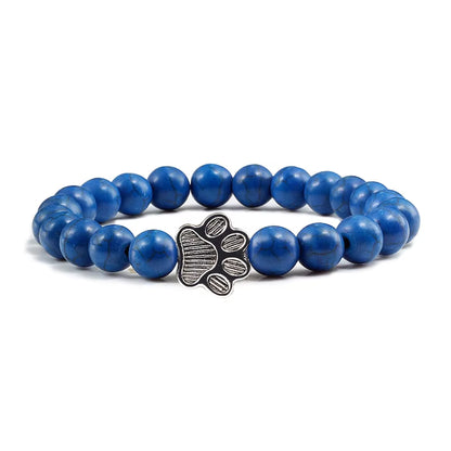 Pulsera Con Estampado De Pata De Piedra Volcánica Para Hombre Y Mujer, Brazalete Conmemorativo De Lava Negra Mate Natural, Joyería Para Amantes De Los Perros Y Gatos, Regalos