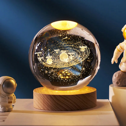 Luz Nocturna De Bola De Cristal 3D, Lámpara De Mesa De Astronauta De Galaxia Planetaria Brillante, Luz De Mesita De Noche Alimentada Por USB, Decoración De Escritorio, Regalo De Navidad